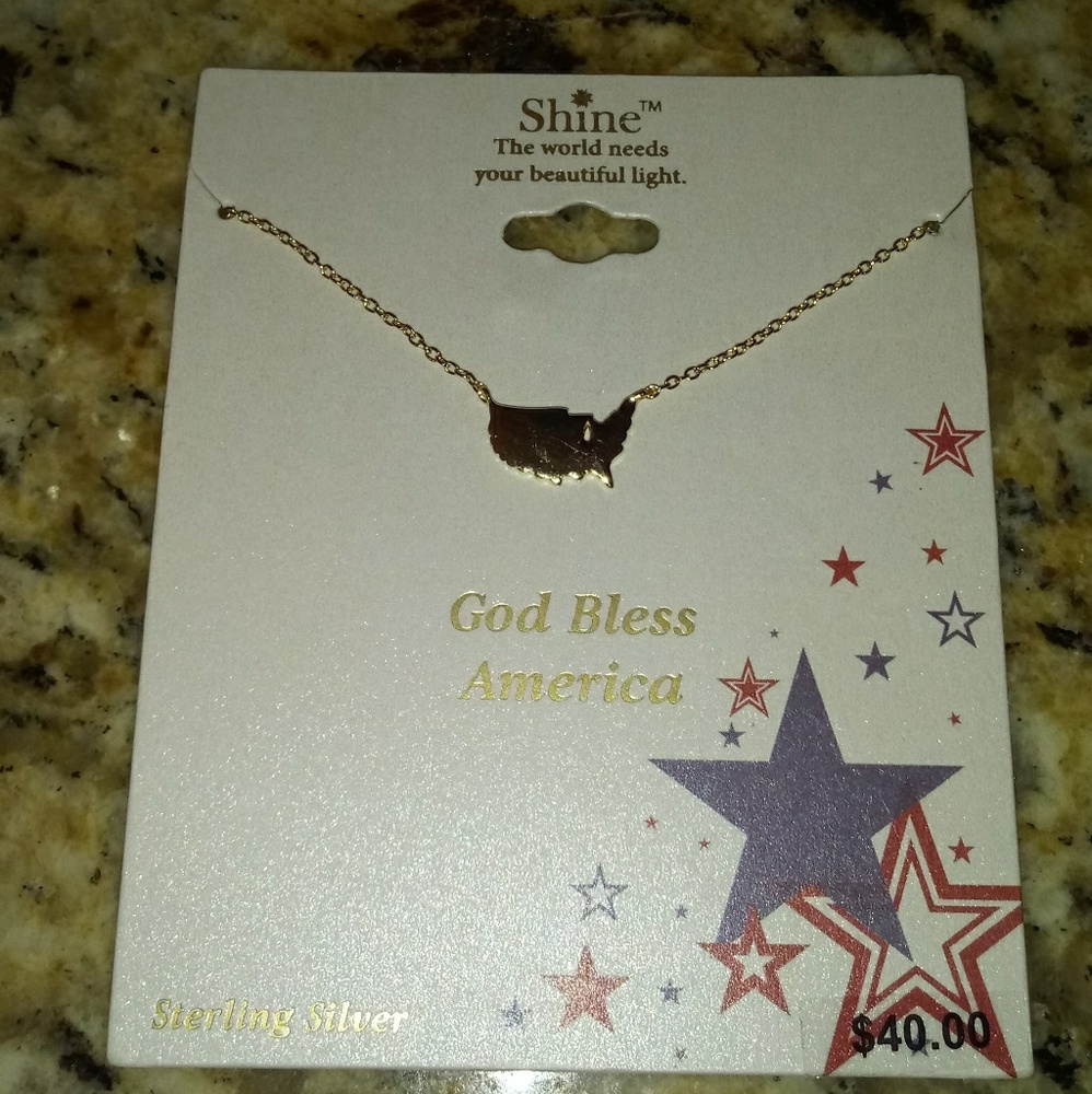 Shine "GOD Bless America" Sterling Silver Necklace